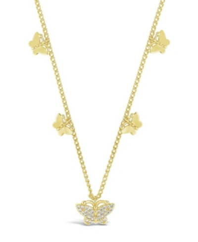 Shop Sterling Forever Women's Dainty Butterfly Choker Necklace In 14k Gold Plated