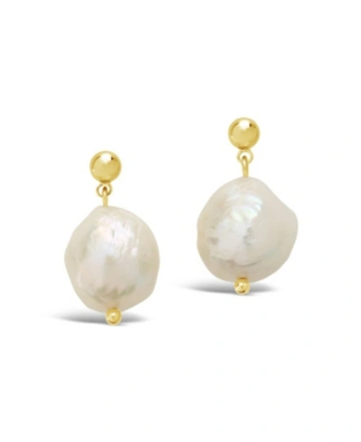 Shop Sterling Forever Women's Large Baroque Pearl Drop Stud Earrings In 14k Gold Plated