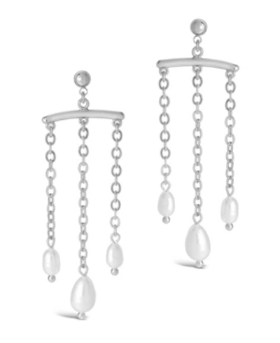 Shop Sterling Forever Women's Chains And Pearls Chandelier Drop Earrings In Silver-tone