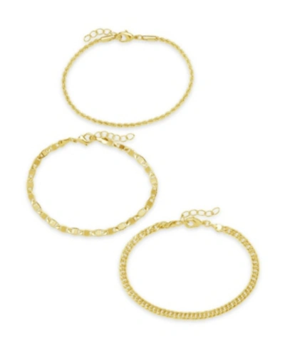 Shop Sterling Forever Women's Bold Chain Bracelet, Set Of 3 In 14k Gold Plated