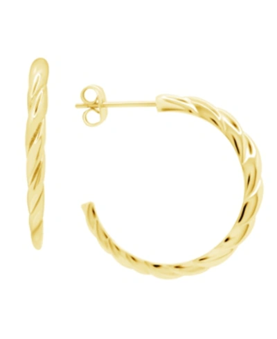 Shop Essentials High Polished Knife Edge Twist C Hoop Post Earring In Silver Plate Or Gold Plate In Gold-tone
