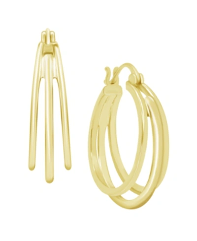 Shop Essentials Triple Point Oval Click Top Hoop Earring In Silver Plate Or Gold Plate