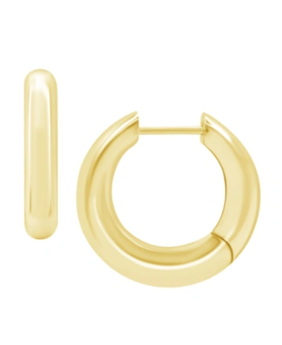 Shop Essentials High Polished Thick Puff Hinge Hoop Earring, Gold Plate And Silver Plate In Gold-tone