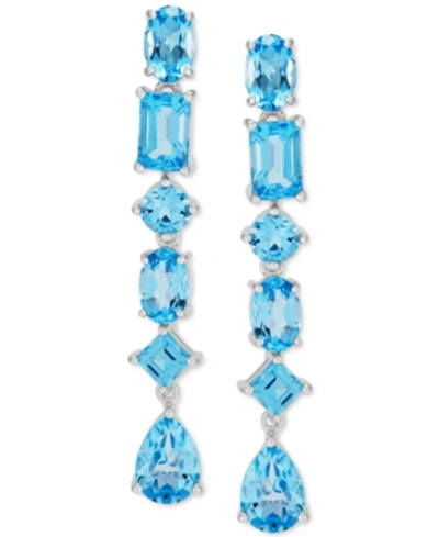 Macy's Swiss Blue Topaz Drop Earrings (6-1/5 Ct. T.w.) In Sterling Silver (also In Citrine) In Swiss Blue Topaz