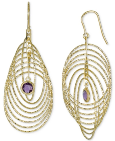 Macy's Garnet Bezel Spiral Drop Earrings (2 Ct. T.w.) In 14k Gold-plated Sterling Silver (also In Amethyst) In Amethyst