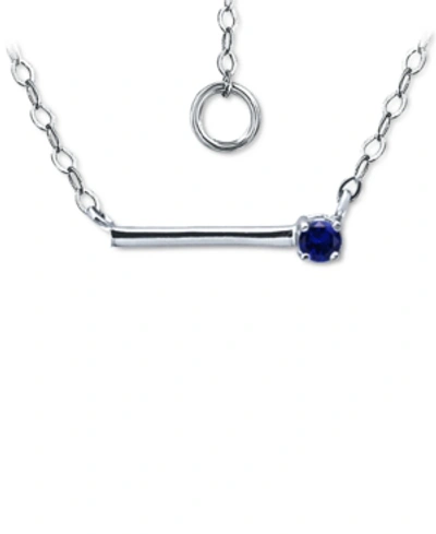 Shop Giani Bernini Imitation Sapphire Polished Bar Necklace, 16" + 2" Extender, (also In Lab-created Ruby), Created For In Blue Sapphire/sterling Silver