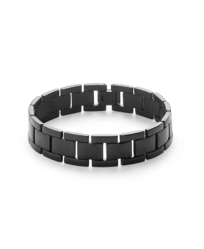 Shop Eve's Jewelry Men's Bracelet In Black Plate - Stainless Steel
