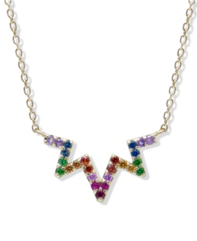 Shop Anzie Aztec Starburst Rainbow Zig Zag Necklace In Gold, Multicolor