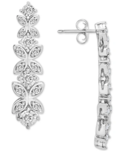 Wrapped In Love Diamond Butterfly Drop Earrings (1 Ct. T.w.) In Sterling Silver, Created For Macy's In Sterling Silver