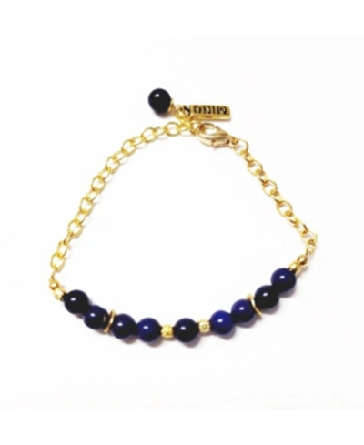 Shop Minu Jewels Women's Chain Bracelet With Blue Lapis Beads In Gold-tone