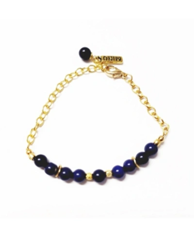 Minu Jewels Women's Chain Bracelet With Blue Lapis Beads In Gold-tone
