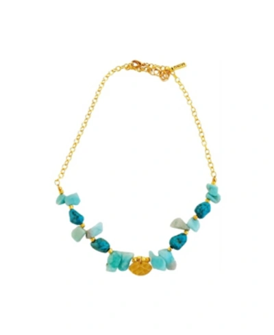 Shop Minu Jewels Women's Ain Necklace With Turquoise And Amazonite Stones In Gold-tone