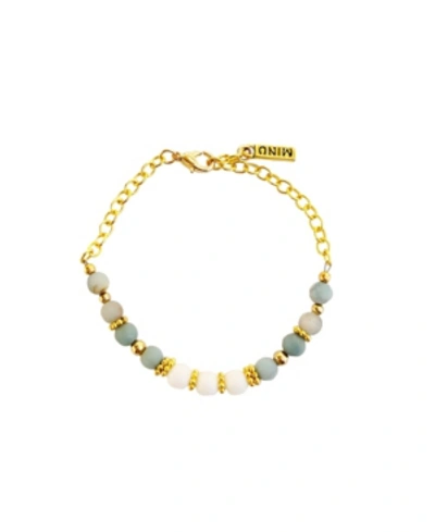 Shop Minu Jewels Women's Nurelle Ain Bracelet With Amazonite And White Jade Beads In Gold-tone