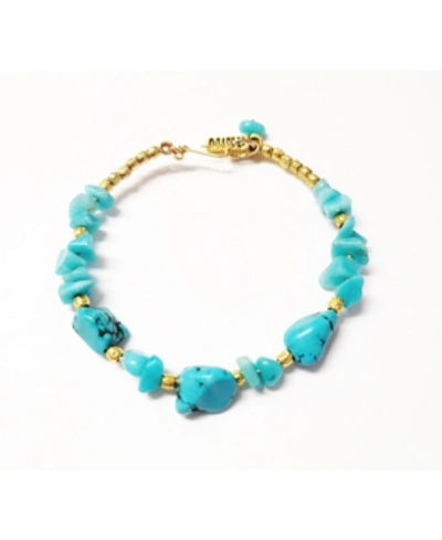 Shop Minu Jewels Women's Asiris Bangle With Turquoise And Amazonite Stones In Gold-tone