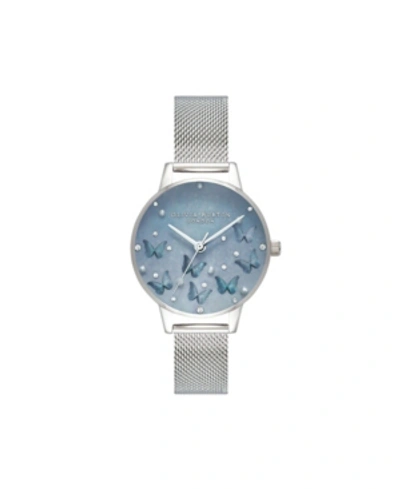 Shop Olivia Burton Women's Sparkle Butterfly Stainless Steel Mesh Bracelet Watch, 30mm