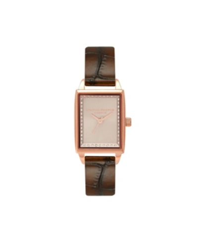 Shop Olivia Burton Women's Timeless Classic Brown Leather Strap Watch, 20mm