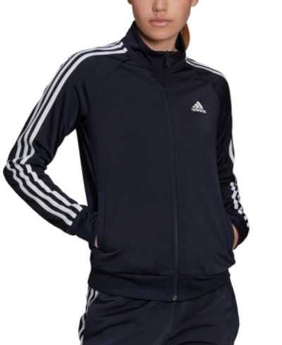 Shop Adidas Originals Women's 3-stripe Tricot Track Jacket, Xs-4x In Navy
