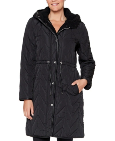 Shop Vince Camuto Women's Hooded Quilted Coat, Created For Macy's In Black
