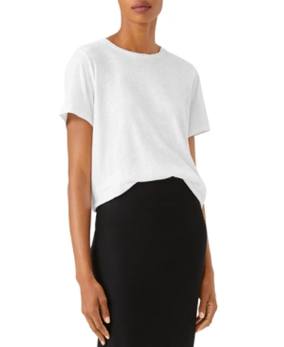 Shop Eileen Fisher Organic Cotton Crewneck T-shirt, Regular & Plus Sizes In White