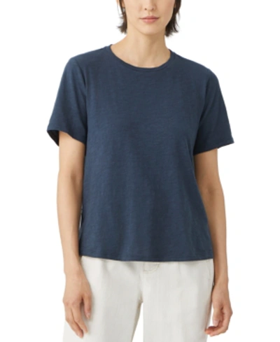 Shop Eileen Fisher Organic Cotton Crewneck T-shirt, Regular & Plus Sizes In Ocean