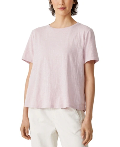 Shop Eileen Fisher Organic Cotton Crewneck T-shirt, Regular & Plus Sizes In Light Plum