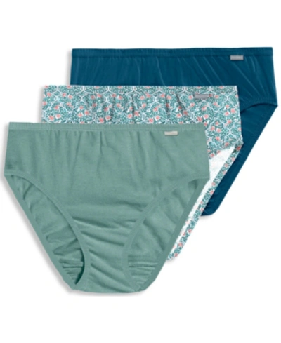 Jockey Elance French Cut 3 Pack Underwear 1485 1487, Extended Sizes In  Meadow,green,teal