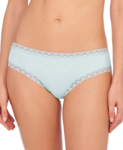 Shop Natori Bliss Lace-trim Cotton Brief Underwear 156058 In Aqua Sky