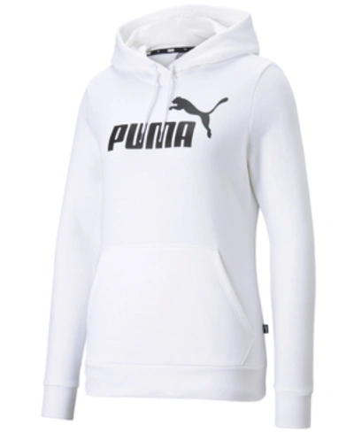 Shop Puma Women's Essentials Logo Fleece Sweatshirt Hoodie In  White