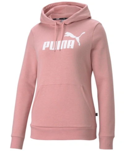 Shop Puma Women's Essentials Logo Fleece Sweatshirt Hoodie In Bridal Rose