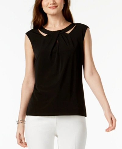 Shop Kasper Crossover Cutout Top In Black