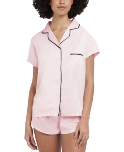 Shop Bluebella Abigail Satin Shirt & Shorts Pajamas Set In Pink