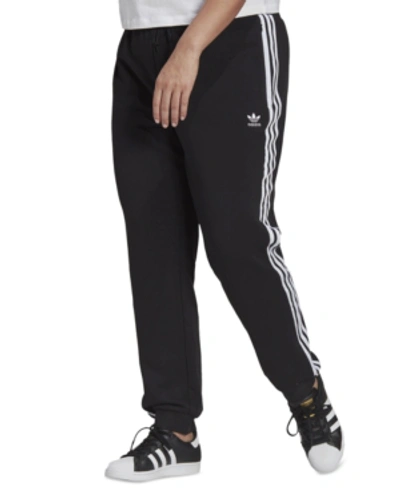 Mono Sollozos Desde Adidas Originals Adidas Plus Size Essentials Three-stripes Fleece Joggers  In Black/white | ModeSens