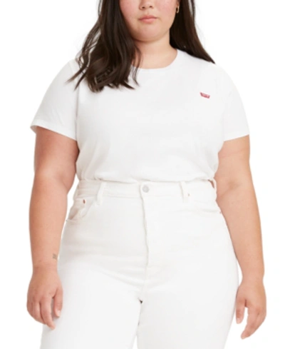 Shop Levi's Trendy Plus Size Perfect Crewneck T-shirt In White