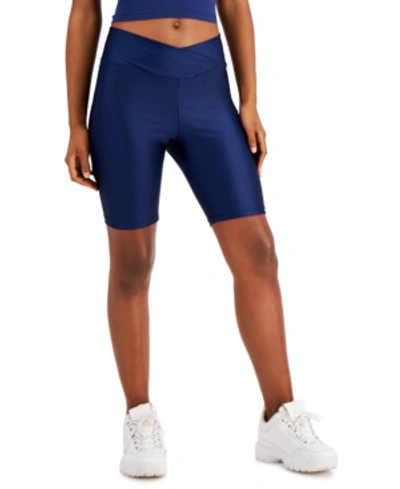 Shop Jenni On Repeat Crossover Waist Bike Shorts, Created For Macy's In Dark Navy