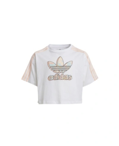 Fremsyn Fortløbende træk uld over øjnene Adidas Originals Kids' Adidas Big Girls Marble Logo Graphic Print Crop T- shirt In White | ModeSens