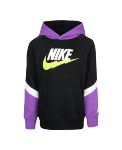 Shop Nike Little Boys Colorblock French Terry Pullover Hoodie In Black