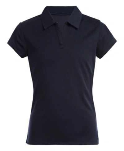 Shop Nautica Big Girls Uniform Short Sleeve Performance Knit Top In Navy