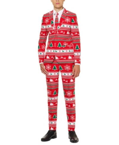 Shop Opposuits Big Boys 3-piece Winter Wonderland Christmas Suit Set In Red