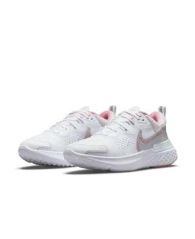Shop Nike Women's React Miler 2 Running Sneakers From Finish Line In White, Pink Glaze