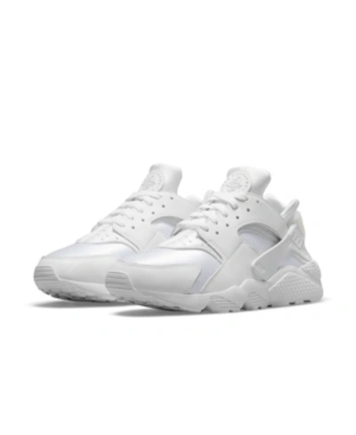 Shop Nike Men's Air Huarache Run Casual Sneakers From Finish Line In White, Pure Platinum
