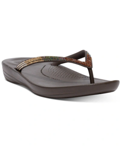 Shop Fitflop Women's Iqushion Ombre Sparkle Flip-flops Women's Shoes In Chocolate Brown