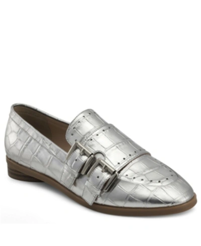 Shop Aerosoles Women's Gabbie Tailored Loafer Flat Women's Shoes In Silver Metallic
