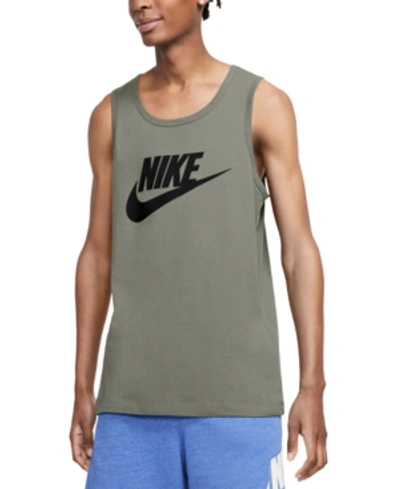 Shop Nike Men's Sportswear Logo Tank Top In Light Army/black