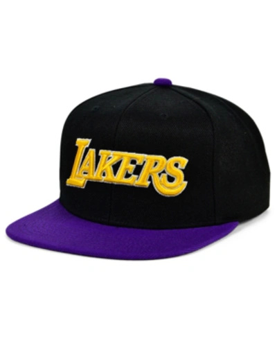 Shop Mitchell & Ness Los Angeles Lakers 2 Tone Classic Snapback Cap In Black/purple
