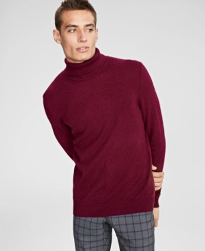 Shop Club Room Men's Cashmere Turtleneck Sweater, Created For Macy's In Cabernet