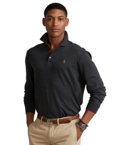 Polo Ralph Lauren Black Cotton Polo Shirt In Black Marl Heather