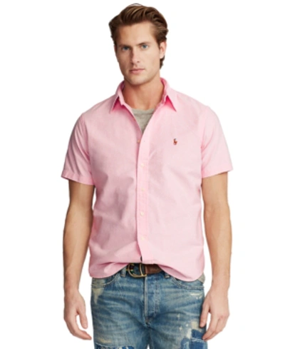 Shop Polo Ralph Lauren Men's Classic-fit Short-sleeve Oxford Shirt In Pink