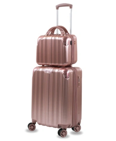 Shop American Green Travel Melrose S Carry-on Vanity Luggage, Set Of 2 In Rose Gold-tone