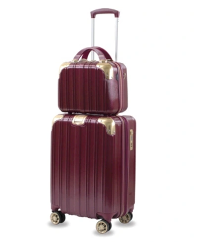 Shop American Green Travel Melrose S Carry-on Vanity Luggage, Set Of 2 In Burgundy