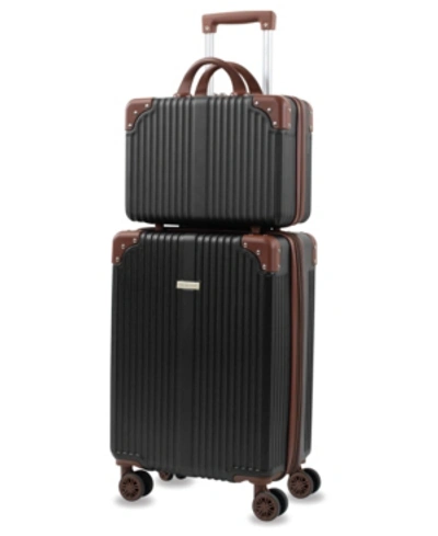 Puiche Tresor Carry-on Vanity Trunk Luggage, Set Of 2 In Black